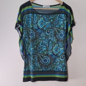 Ricki's Women's Blue Relaxed Top with Paisley Design